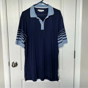 Carnoustie Tech Men’s Golf Polo Performance Wear Navy Light Blue Size XL